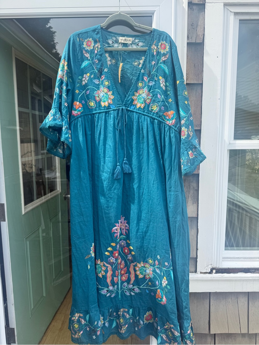 NATURAL LIFE Teal Floral Embroidered Maxi Dress - Picture 8 of 11